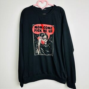 ROMWE Black Graphic Mom Come Pick me Up Crewneck Sweater Size XL